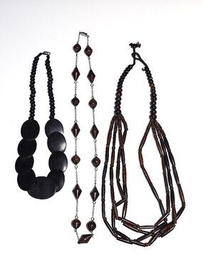 3 x dark wood necklace bundle